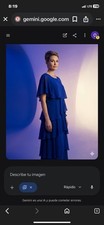 SLNY Iris Blue Layered Beaded Chiffon Gown Dress Maxi Scoop Neck Size 8