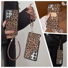 For Samsung Galaxy S23/S24/S25/S26+/Ultra Leopard Print Card Strap Leather Case