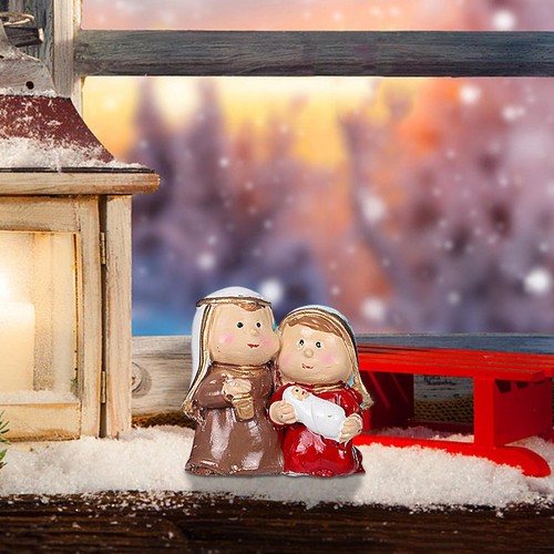 Christmas Horse Trough Nativity Scene Resin Ornament Mini Holiday Tabletop Decor - Foto 12 di 16
