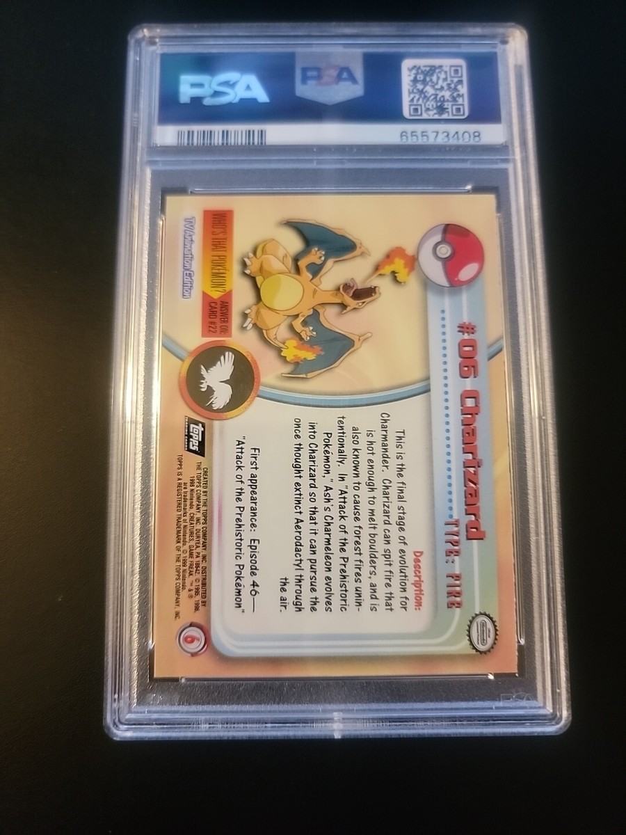 1999 TOPPS POKÉMON T.V. - Charizard PSA 9 MINT Foil • Black Logo