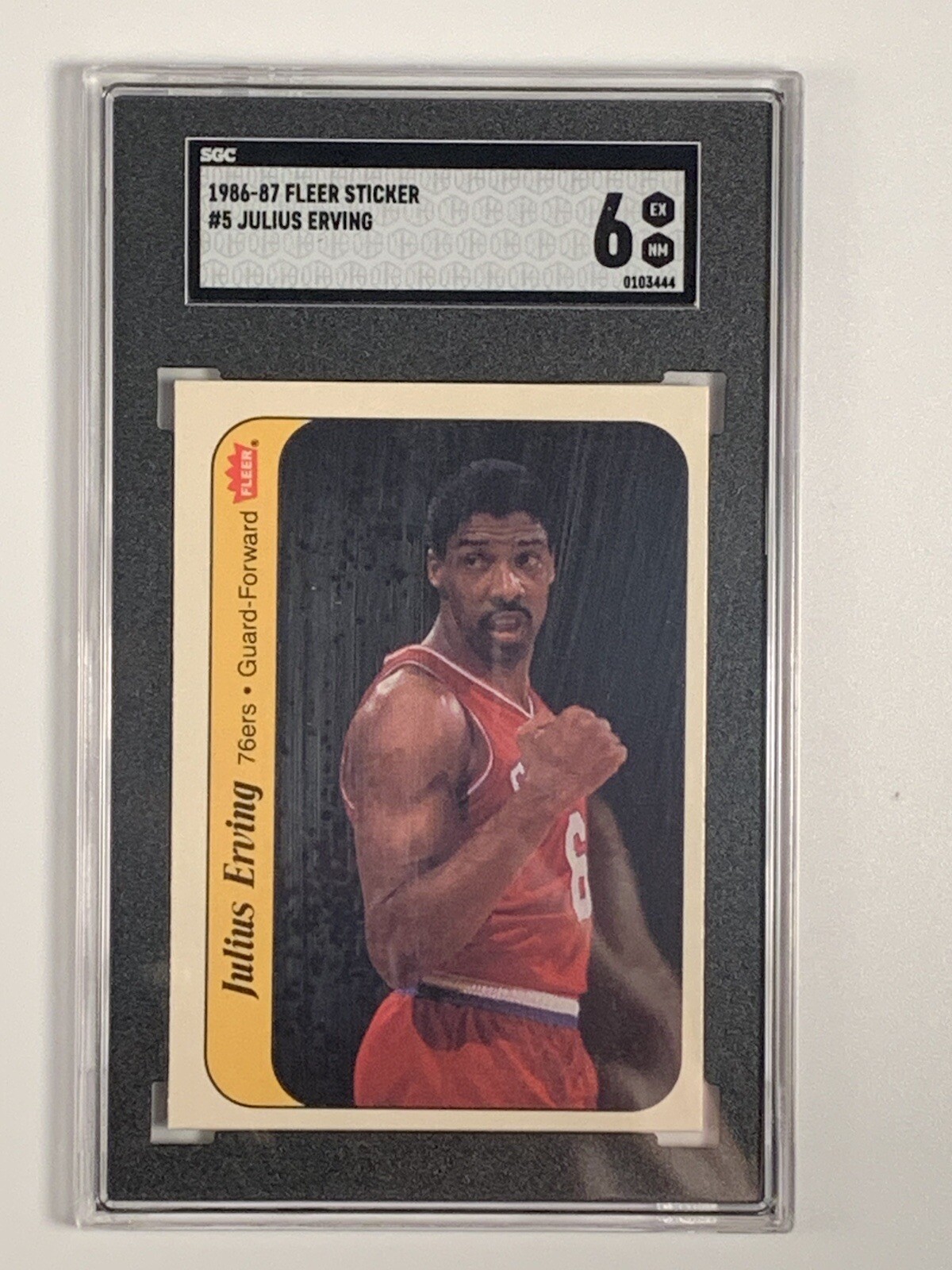 1986-87 Fleer Sticker Julius Erving #5 SGC 6 EX NM 76ers