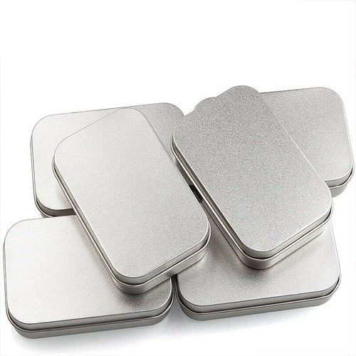 NEW - Metal Hinged Tin Box Container Blank Portable Small Storage Container Case - Picture 5 of 20
