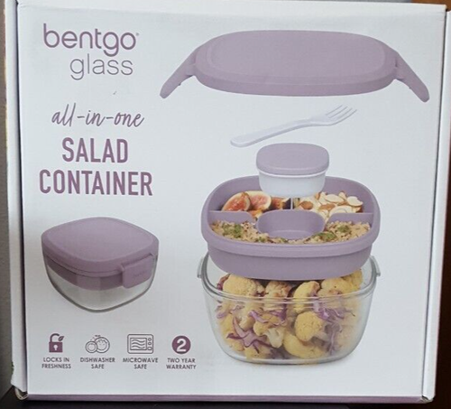 Bentgo® Glass - Leak-Proof Salad Container with Large 61-oz Salad Bowl Purple - Picture 3 of 3