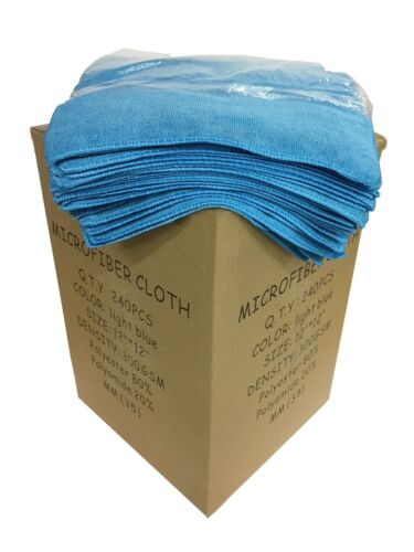 240 serviettes laitières bleu clair en microfibre MaximMart 12 pouces serviettes de direction 300 GSM - Photo 1/2