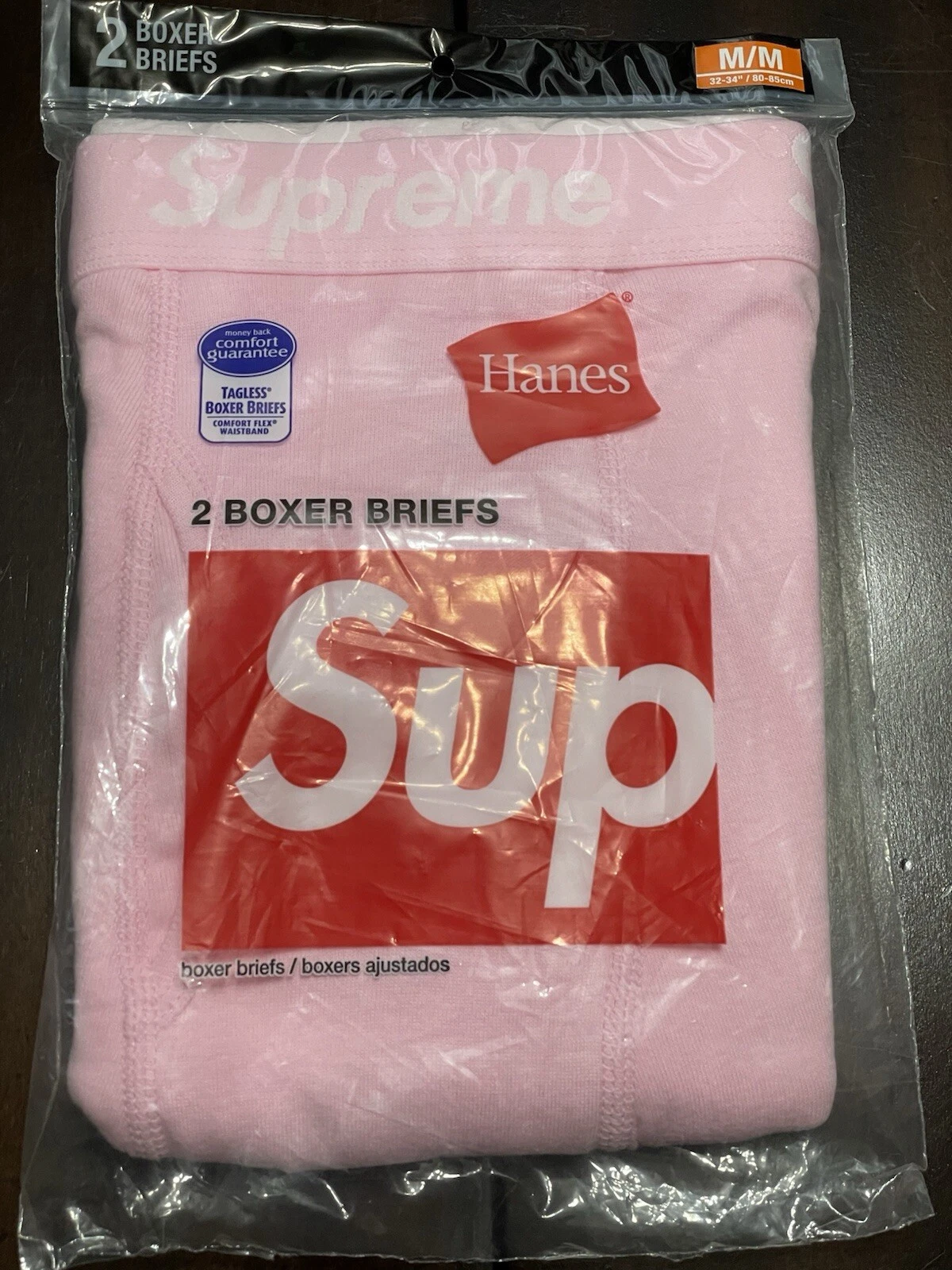 Lot de 2 boxers Supreme Hanes rose taille M