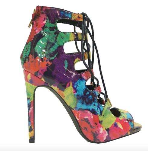 Shi by Journeys Womens Rosette Lace Up Strappy Ankle Boot Heels, Multicolor, 6 M - Picture 3 of 7