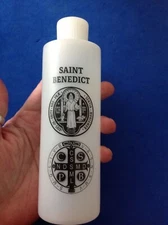 Large HOLY WATER Plastic Bottle Vial Saint St BENEDICT Protection 8oz empty