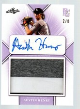 2021 Leaf Perfect Game Showcase Patch Autograph Lavender #PAAH1 Austin Henry 2/8