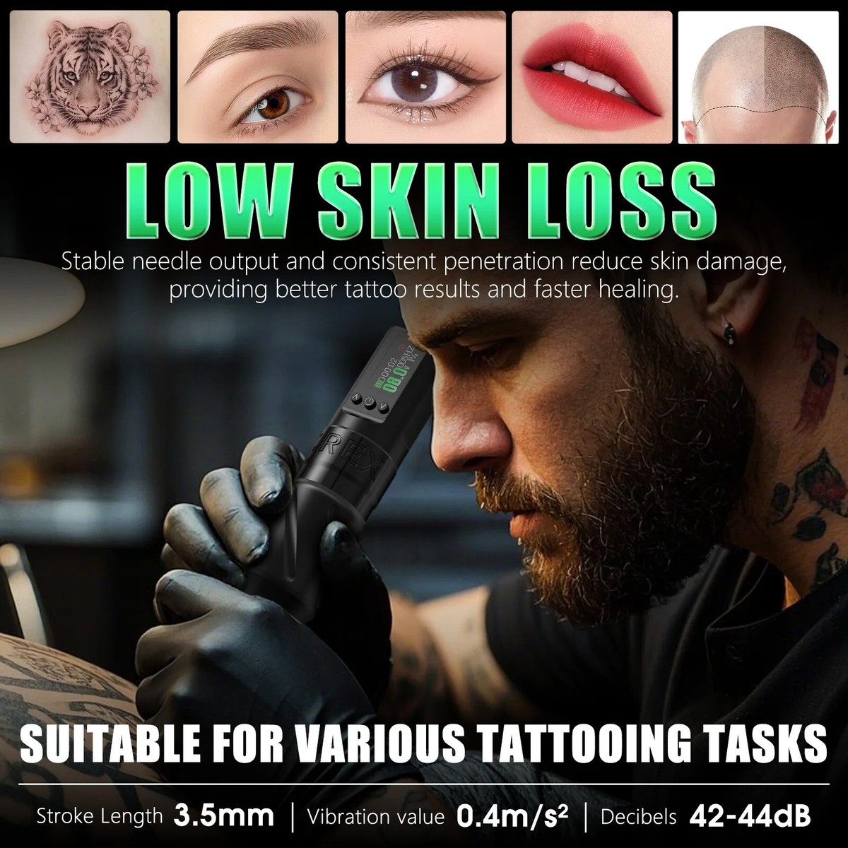 Tattoo Kit T-rex New Cool Wireless Tattoo Pen Kit 3.5mm Travel