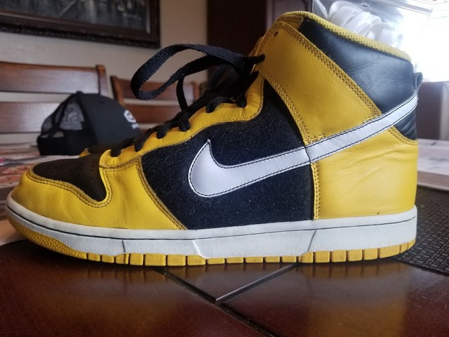 nike dunk high black and yellow