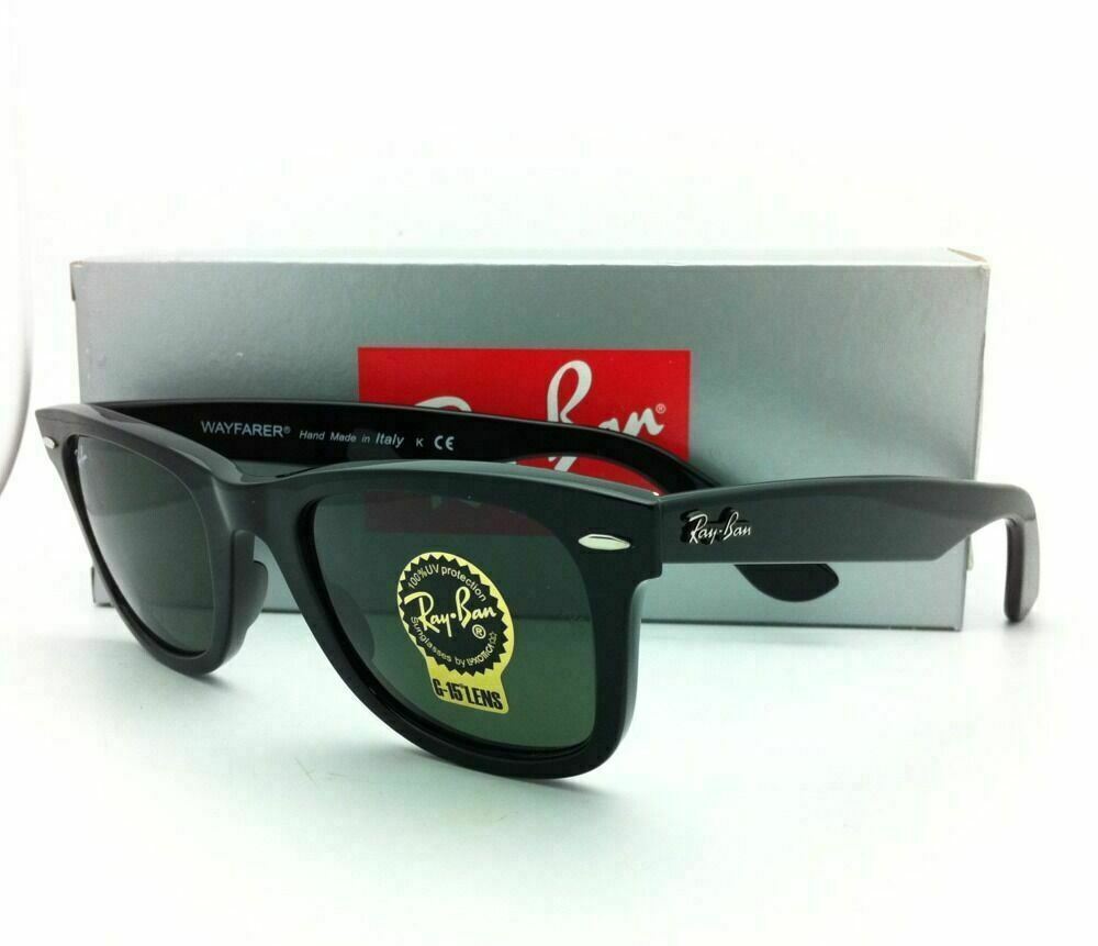 New Ray-Ban Sunglasses RB 2140 901 50-22 WAYFARER Black Frames