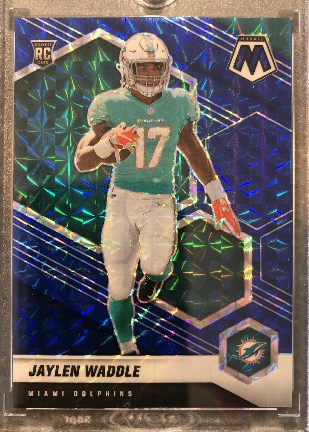 2021 Panini Mosaic Jaylen Waddle # 308 Rookie RC Miami Dolphins Blue #'d 22/99