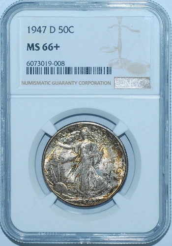 1947 D NGC MS66+ Walking Liberty Half Dollar