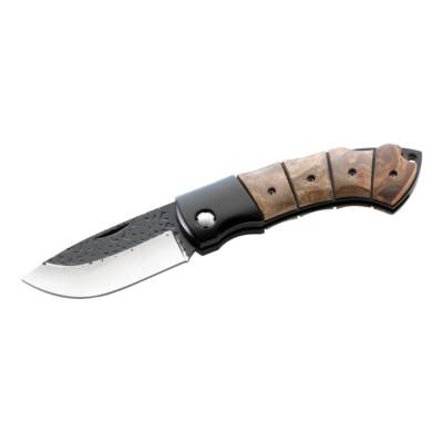 HERBERTZ FOLDING POCKET KNIFE / STAINLESS STEEL / BIRCH BURL WOOD **NEW**
