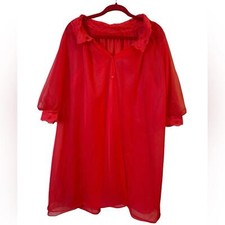 Vintage Red Lace Layered Peignoir Robe
