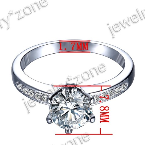 Silver Pave Round 6.5m Aaa Graded Cubic Zirconia Engagement Wedding Elegant Ring - Picture 12 of 12
