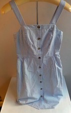 J. CREW Pinstriped Button Front Tank Dress-Navy and White-SZ 00-NWT