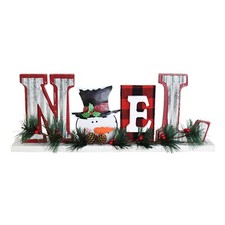 Christmas Wooden Noel Sign Decor Snowman Table Sign Noel Wood Cutout Letter Sign