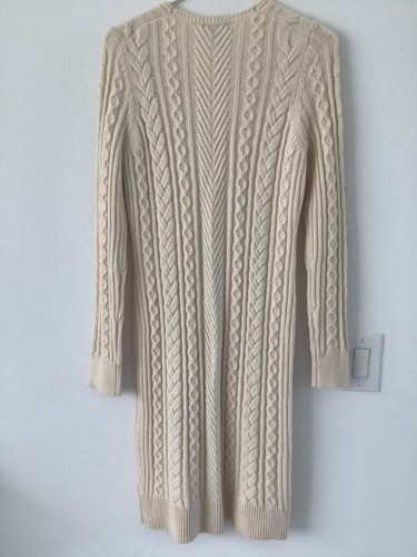 Abito maglione Ann Taylor beige scollo a V maglia a cavo manica lunga M - Foto 3 di 3