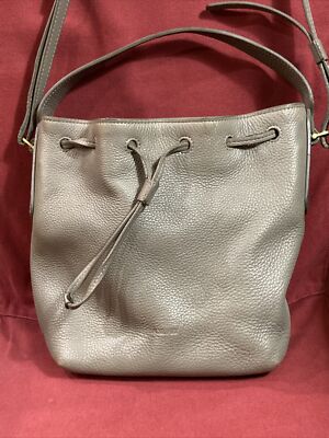 Aritzia Auxiliary Crossbody Leather Bag Gray Taupe