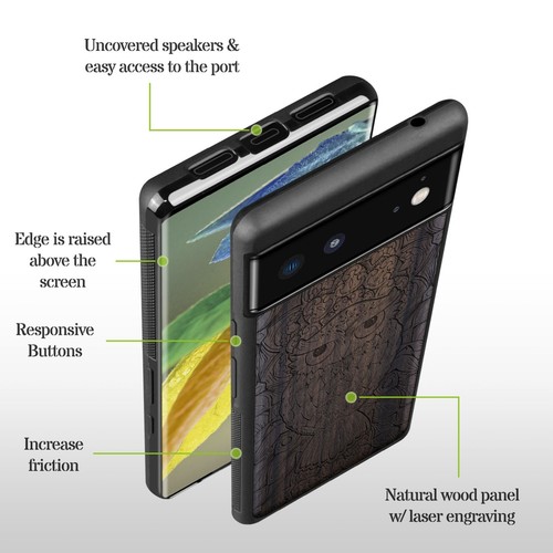 Carveit Wood Phone Case for Google Pixel 8 Pro 7a 7 Pro 6 Pro 6a 6 7 8 Cover Owl - 第 7/12 張圖片