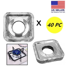 40 pcs Aluminum Foil Square Gas Burner Disposable Bib Liners Stove Covers