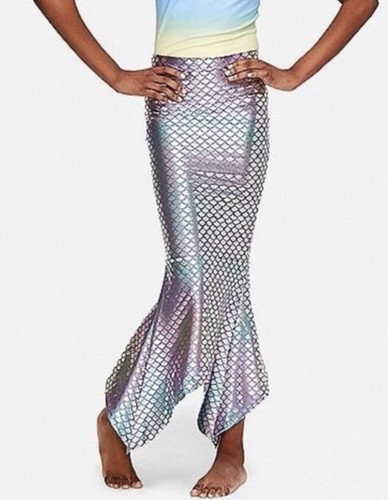 JUSTICE MERMAID SKIRT COVERUP COSTUME SILVER METALLIC - Picture 2 of 6
