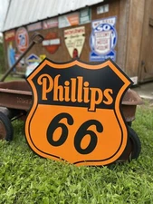 Antique Vintage Old Style Phillips 66 Shield Gas Oil Sign!