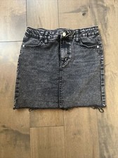 Art Class Target Girls Denim Skirt Black Size 10-12 Adjustable Waist Frayed