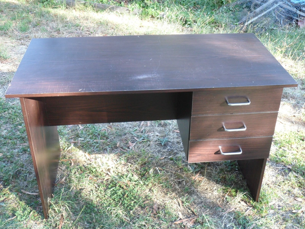 Dark brown on sale desk with drawers
