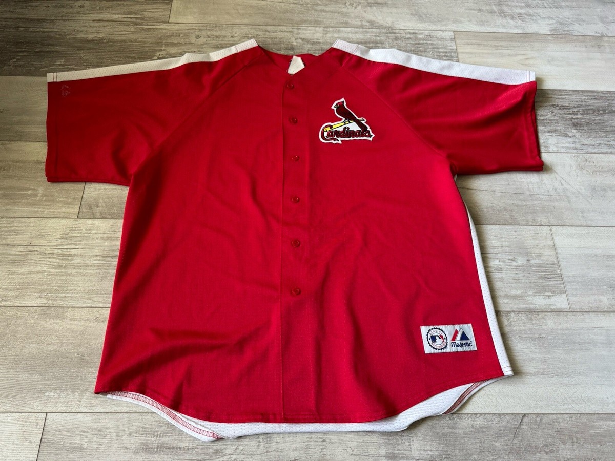 VTG Red MAJESTIC GENUINE ST LOUIS CARDINALS MLB JERSEY 3XL 3X Made