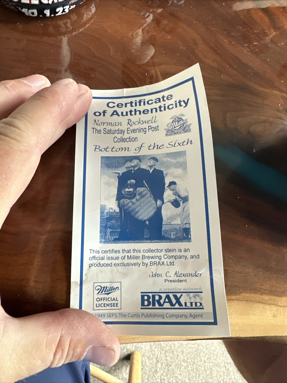 Miller Beer 2001 Norman Rockwell Baseball Bottom Of The Sixth Stein Mug. No Box