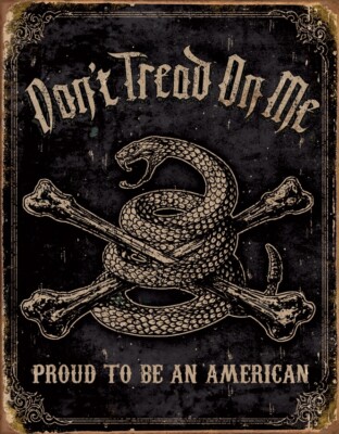 Tin Signs Don't Tread on Me Snake Proud to Be American Vintage-Style Wall Decor