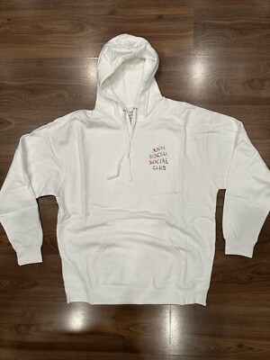 Anti Social Social Club Sweatshirt Adult XL White ASSC Hoodie Camo Logo  NWOT