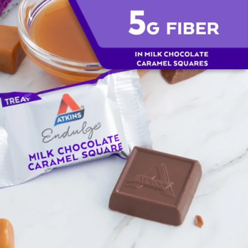 ATKINS Treat, chocolate con leche caramelo cuadrado keto Amigable! SNACK PROTEICO SALUDABLE Foto 3 de 4