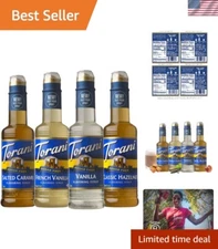 Gourmet Sugar-Free Syrup Set – 4 Flavors in 12.7 oz Bottles for Beverage Bliss