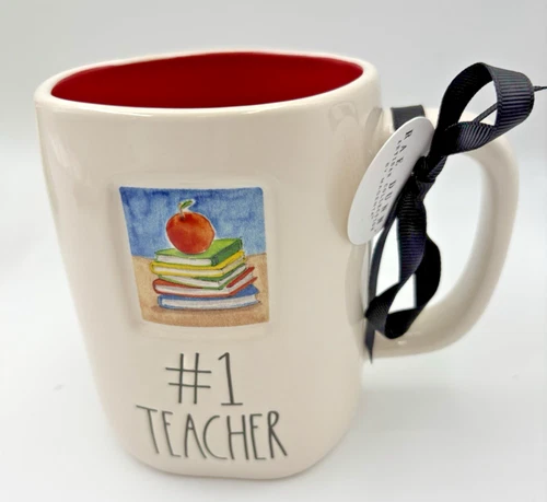 Rae Dunn #1 TEACHER Coffee Tea Mug Teacher Appreciation - BNWT NEW RELEASE