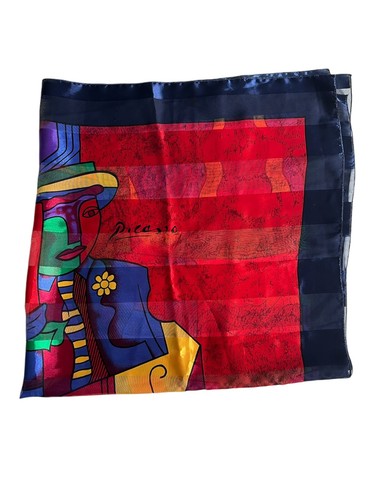 Vintage Picasso Art Print Scarf Opaque Sheer Abstract Striped Flaw