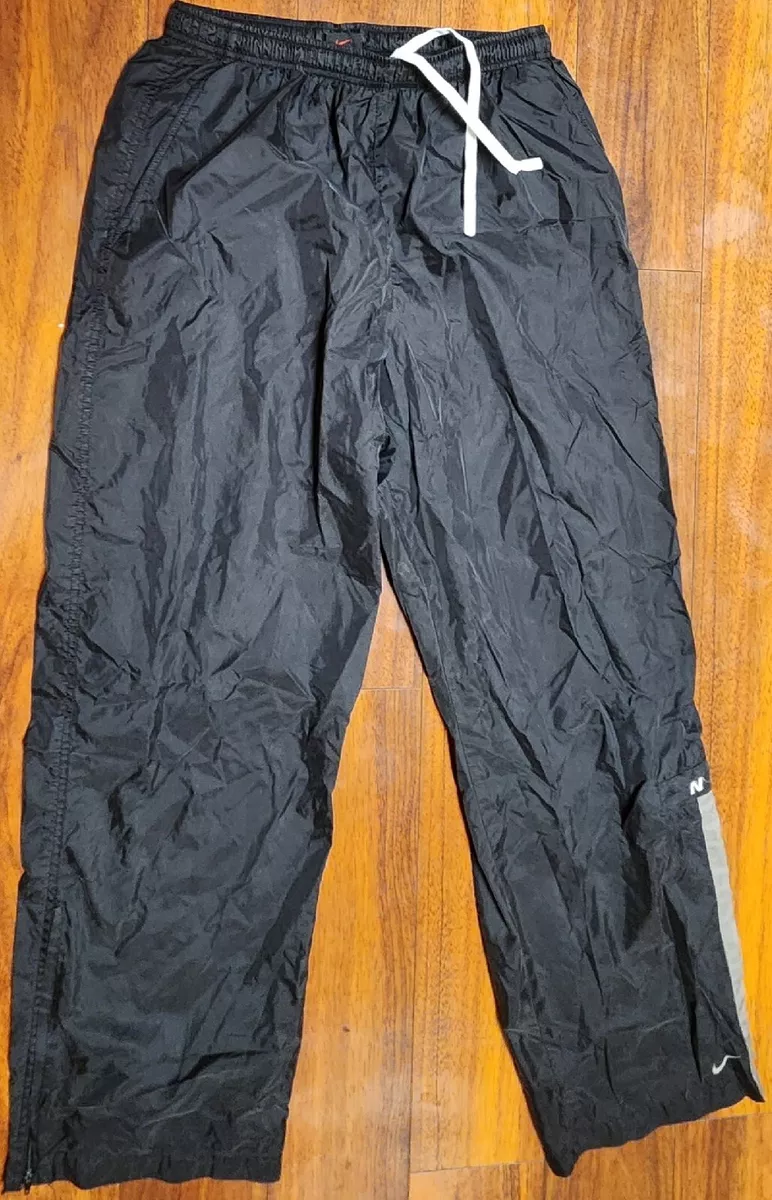 Vintage 90s Nike Track Pants Mens L Large Black Windbreaker Swoosh Joggers Nylon