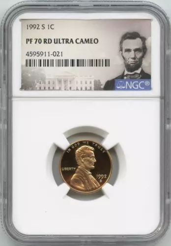 :1992-S 1C LINCOLN CENT NGC PF 70 RD DCAM RED ULTRA CAMEO TOP POP HIGHEST GRADES