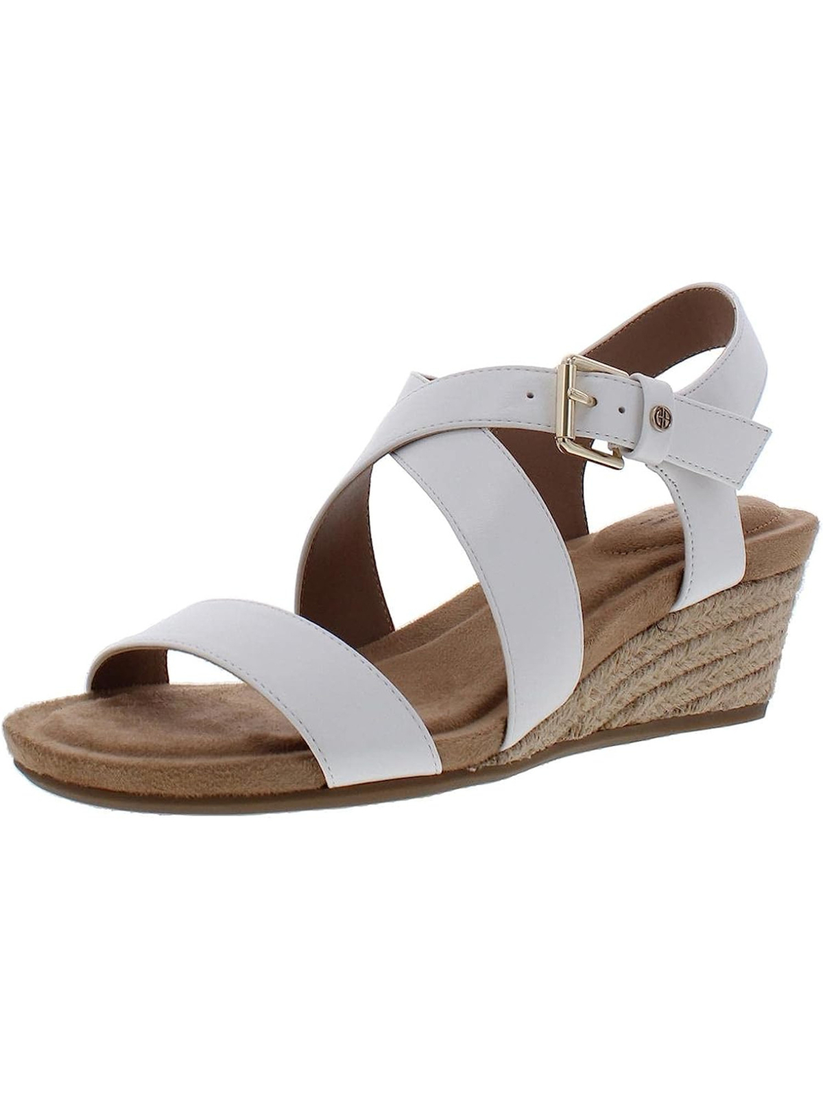 GIANI BERNINI Женские белые босоножки на танкетке с пяткой на пятке Blythee с круглым носком, 6,5 м