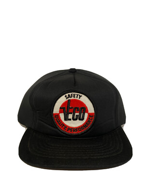 Vintage Veco Safety Quality Performance Black Snapback Trucker Patch Hat Foam