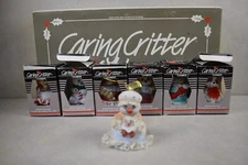 Jasco CARING CRITTER Chimers Porcelain Bell Christmas Ornaments in Case (7)