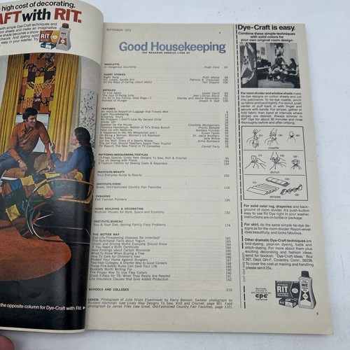 1972 SEPTEMBER GOOD HOUSEKEEPING MAGAZINE - JULIE NIXON EISENHOWER - Picture 2 of 13