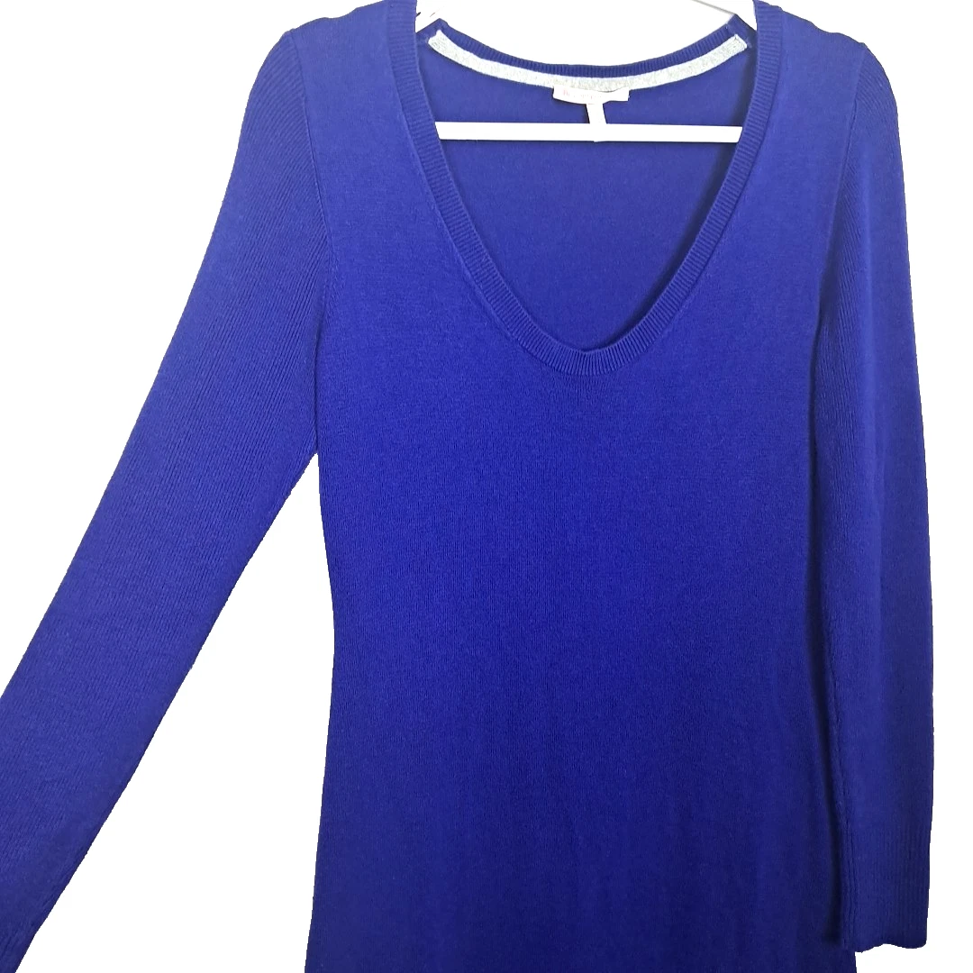 UNDERCOVER Maglione Victoria’s Secret maglia a costine scollo a V maxi abito grande blu elasticizzato