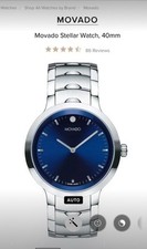 Movado Stellar 40MM Blue Dial Stainless Steel Men's Watch 0607730