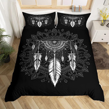 Dream Catcher Duvet Cover, Boho Feather Comforter Cover Set, Mandala Quilt Cover