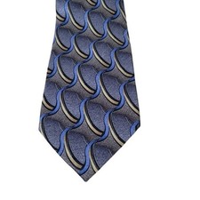 FERUCCI Mens Silk Tie Blue Gray Gold Abstract Pattern