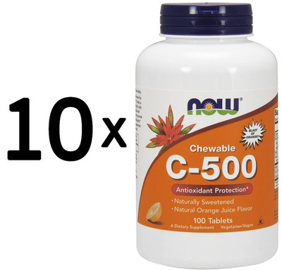 10 x NOW Foods Vitamin C-500, Chewable Orange - 100 tabs (139,99 EUR/kg)
