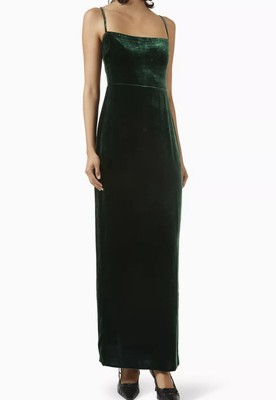 green emerald velvet dress Raven Crepe and Velvet Dress in Dark-Green – Rhea Costa main image 1